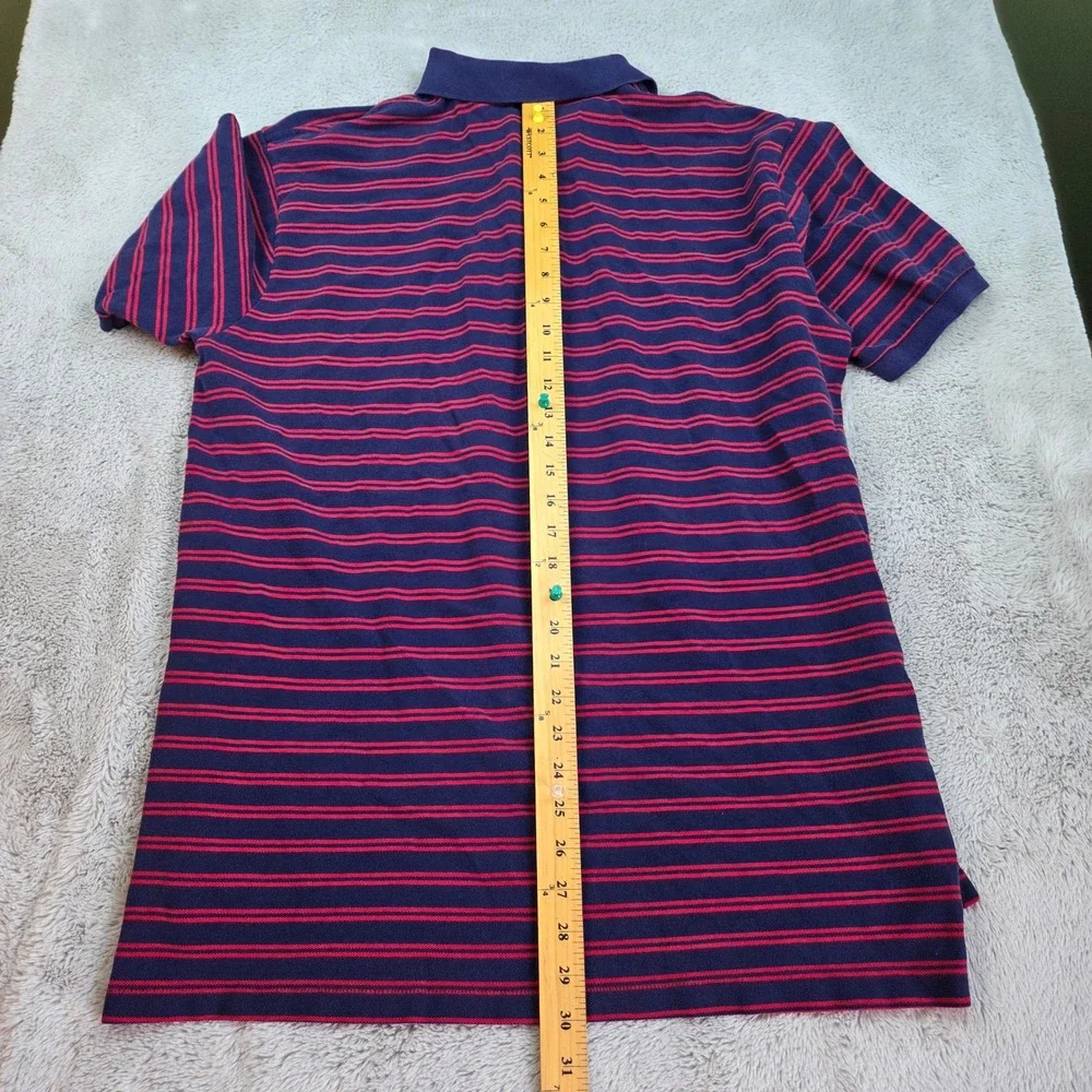 Polo Ralph Lauren Polo Shirt Mens XL Striped Short Sleeve Pique Navy Blue Red